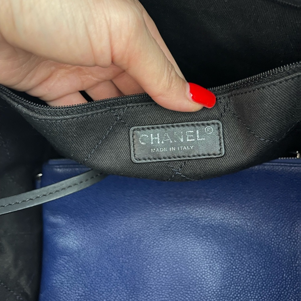 Chanel Grained Calfskin Shopping Fever Tote - Women, Blue - Picture 8 of 9